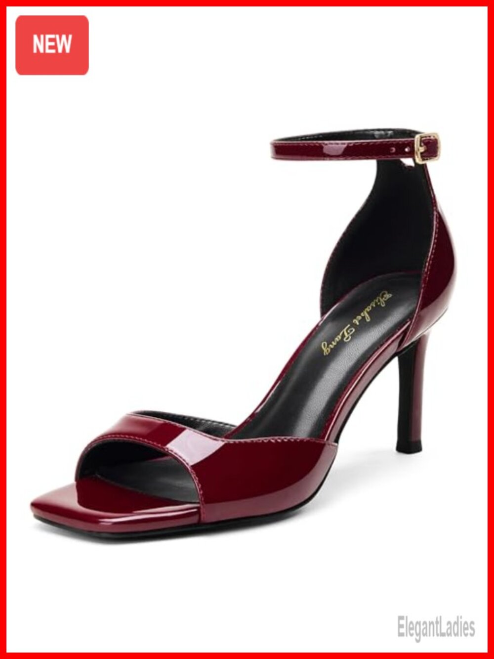 Women's 3 Inch Stiletto Heeled Sandals Square Peep Toe Ankle Strap